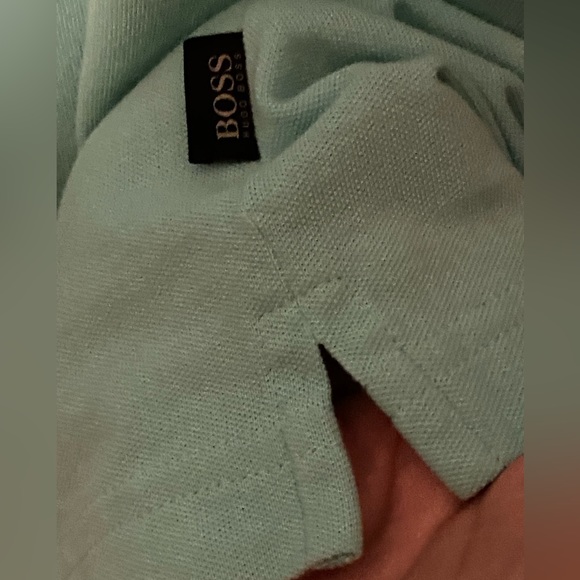 Hugo Boss Men’s Polo Shirt Aqua Green Pima Cotton Size LARGE - Picture 7 of 8